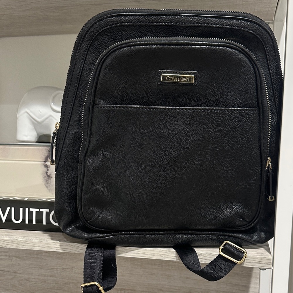 Calvin Klein Black Leather Backpack